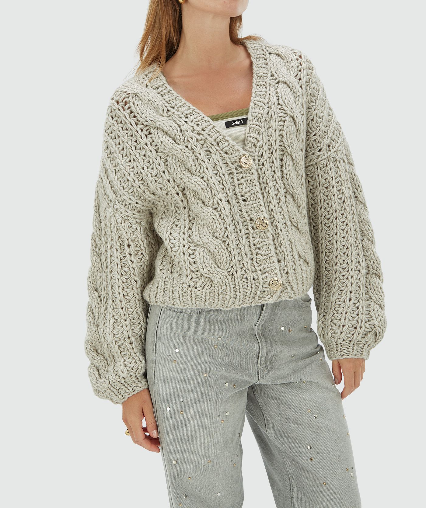 Casaco de Malha Grosso FAYENNA Cinza - Josh V  2