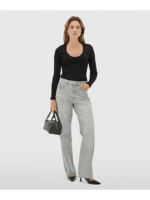 Calças PHEBE com Tachas de Ganga Cinza - Josh V 