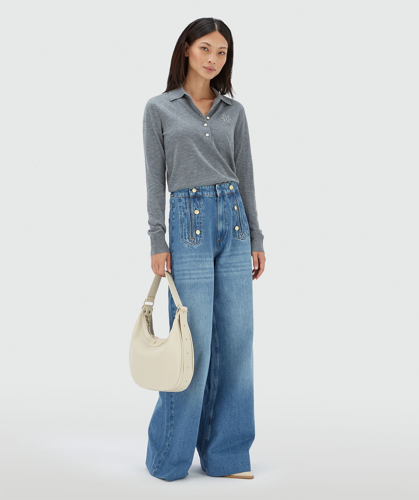 Camisola de Malha Polo AUDREY Cinza - Josh V 3