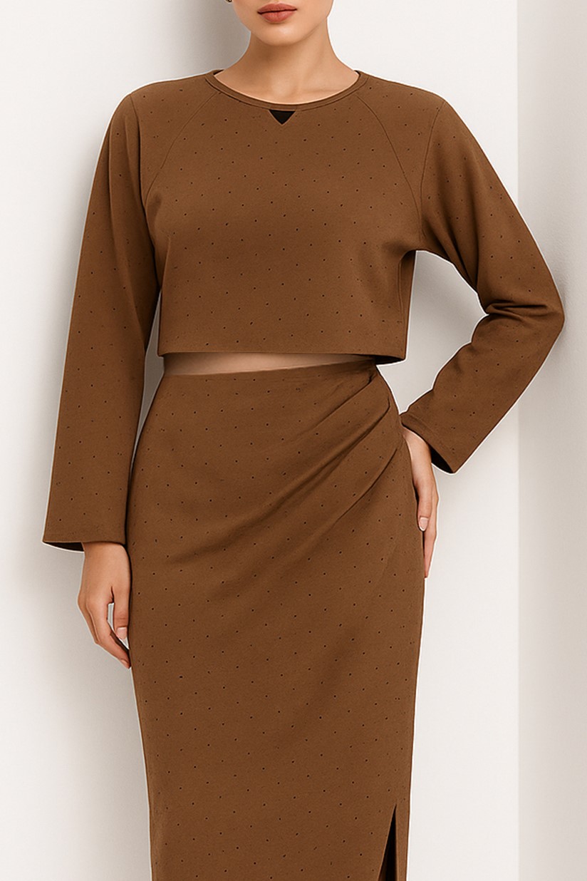 Blusa com Brilhos Castanho - SAHOCO  1