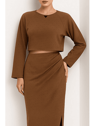 Blusa com Brilhos Castanho - SAHOCO 