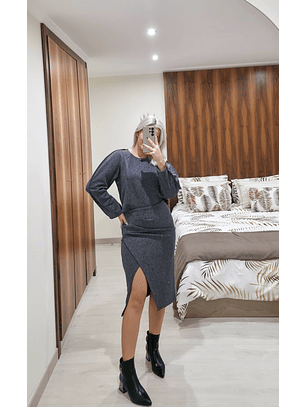 Blusa com Brilhos Cinza - SAHOCO