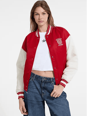 Casaco Bomber Varsity Vermelho - Guess Jeans