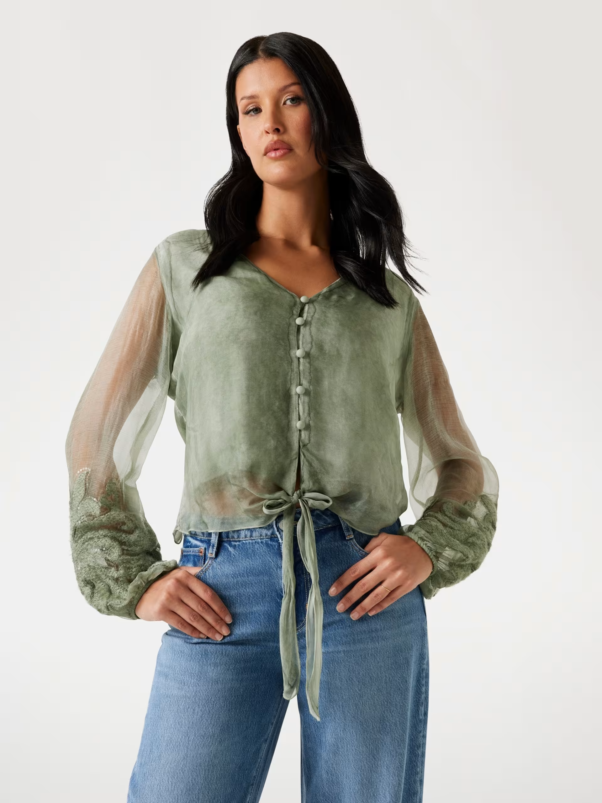 Blusa Camilla em Seda Verde - Guess   1
