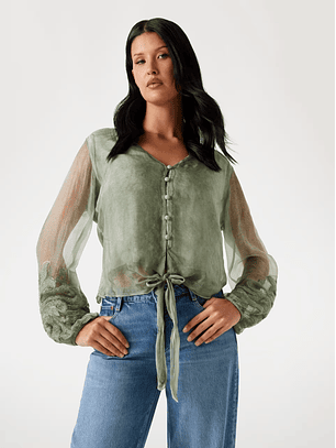 Blusa Camilla em Seda Verde - Guess  