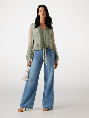 Blusa Camilla em Seda Verde - Guess  