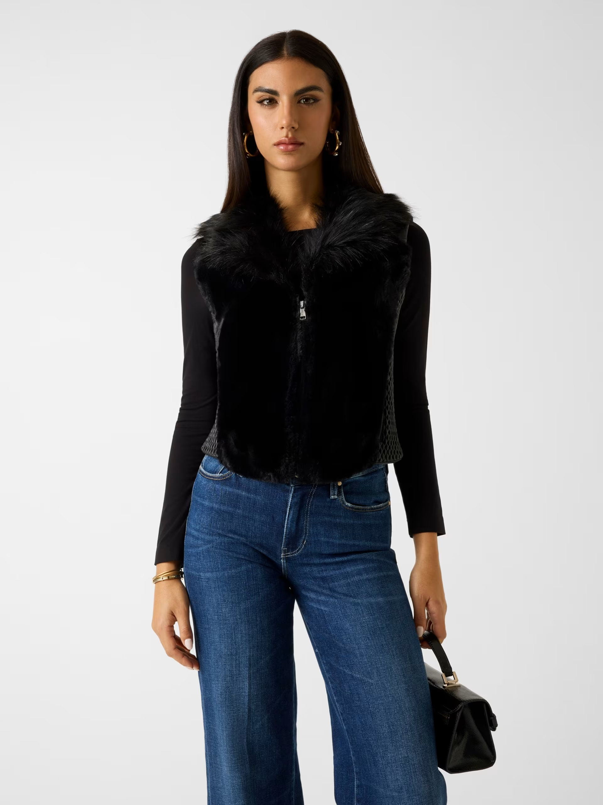 Colete Amari com Pelo Preto - Guess 1