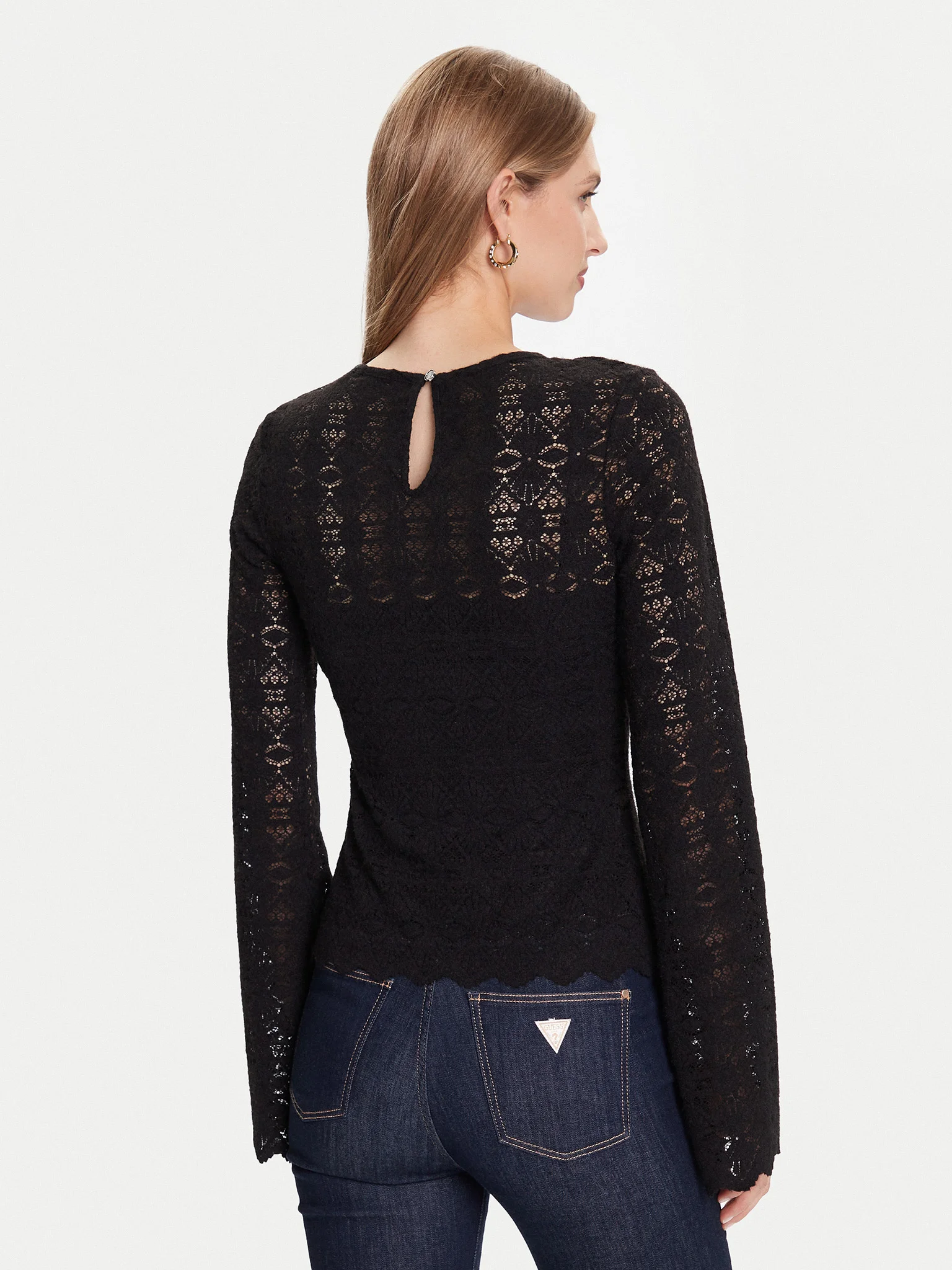 Blusa BRIDGETTE em Renda Preto - Guess  2