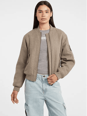 Casaco Bomber em Fazenda Taupe - Guess Jeans