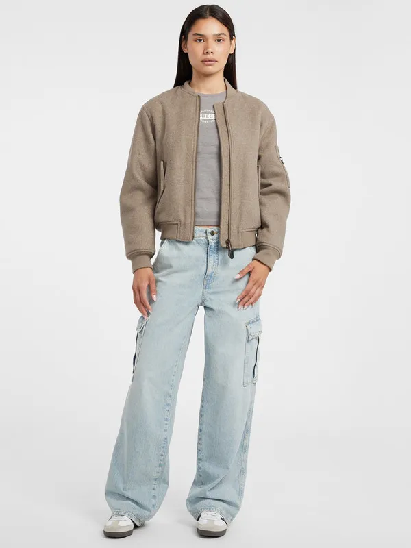 Casaco Bomber em Fazenda Taupe - Guess Jeans 2
