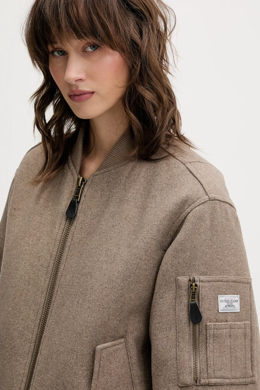 Casaco Bomber em Fazenda Taupe - Guess Jeans 4