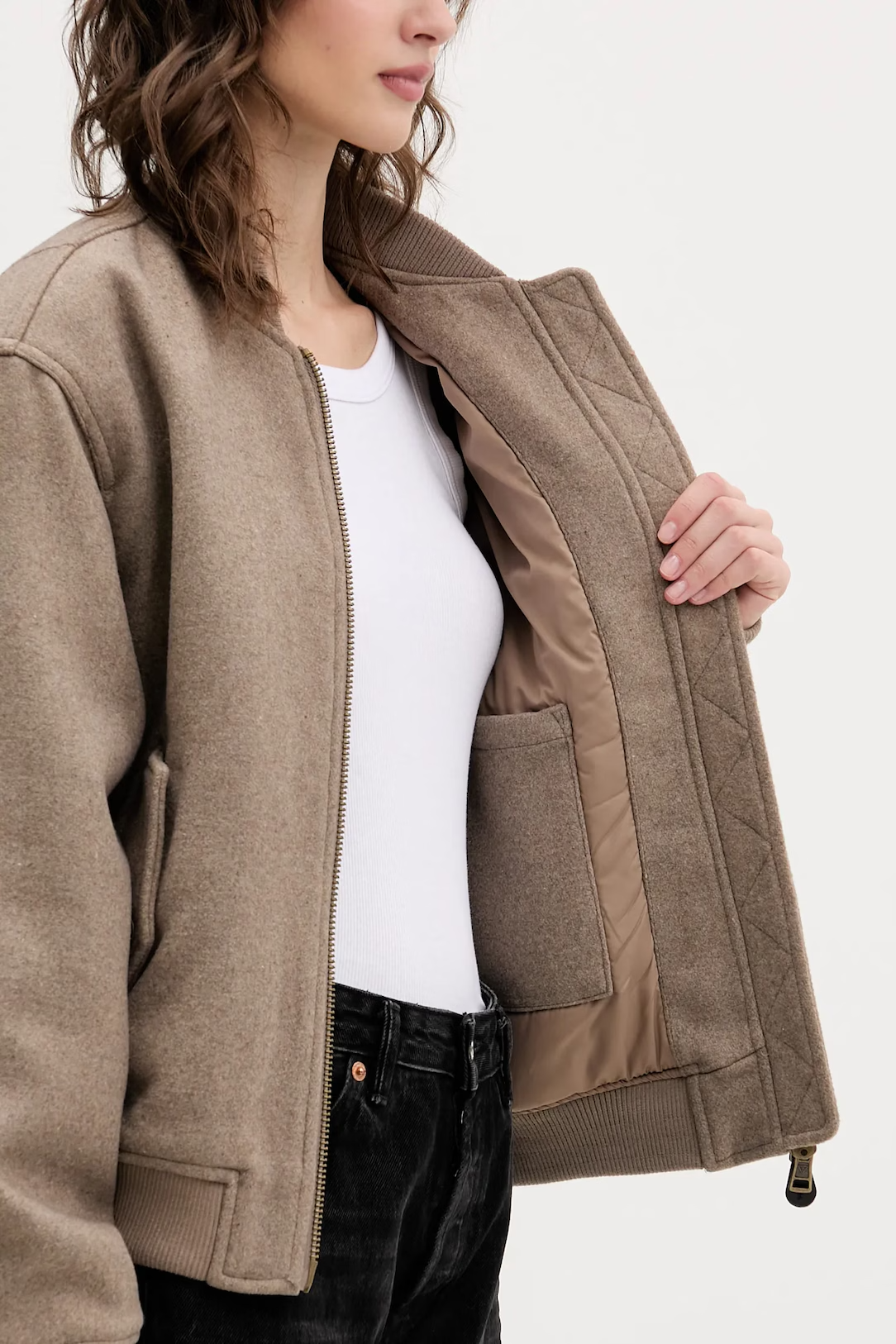 Casaco Bomber em Fazenda Taupe - Guess Jeans 5