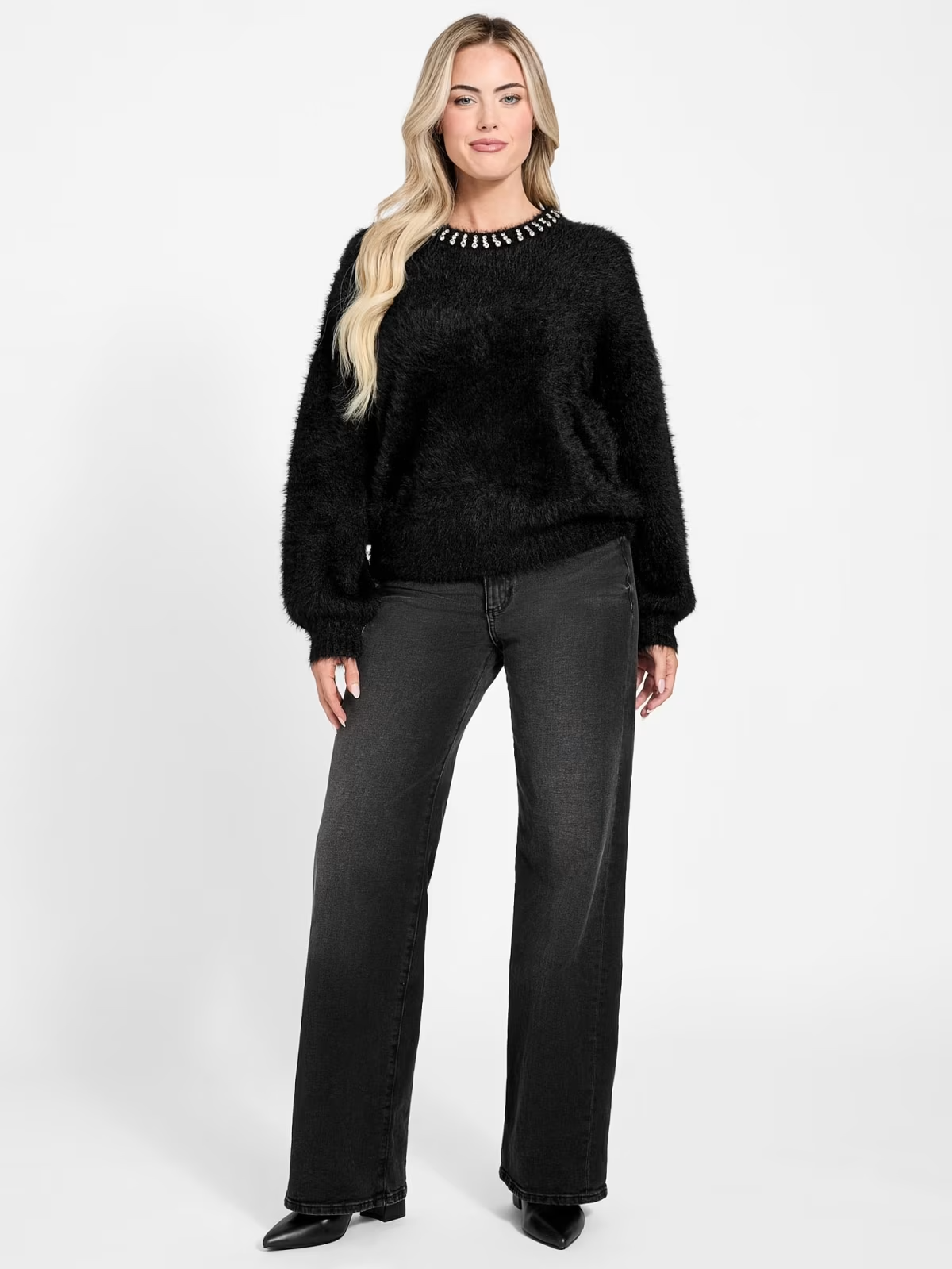 Camisola ARISA Felpuda com Brilhos Preto - Guess 3