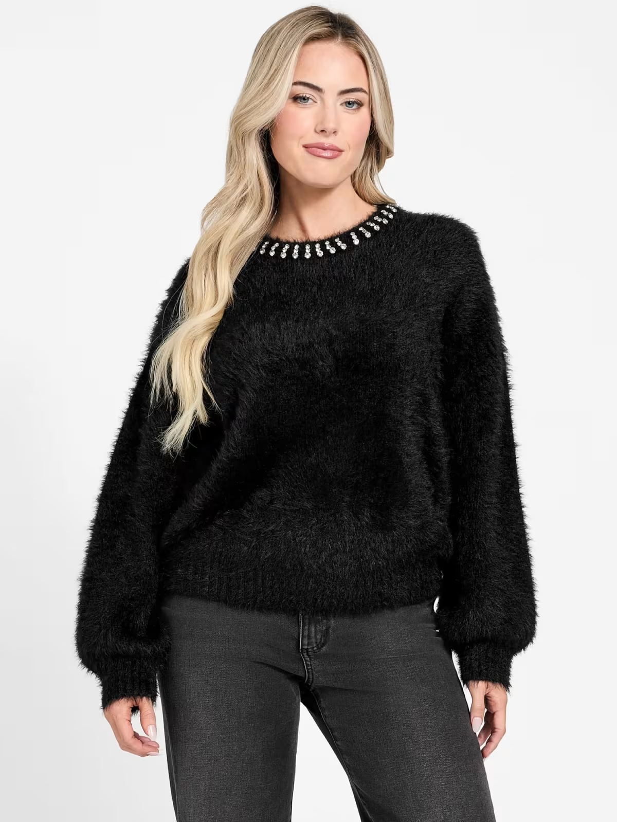 Camisola ARISA Felpuda com Brilhos Preto - Guess 1