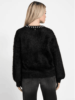 Camisola ARISA Felpuda com Brilhos Preto - Guess