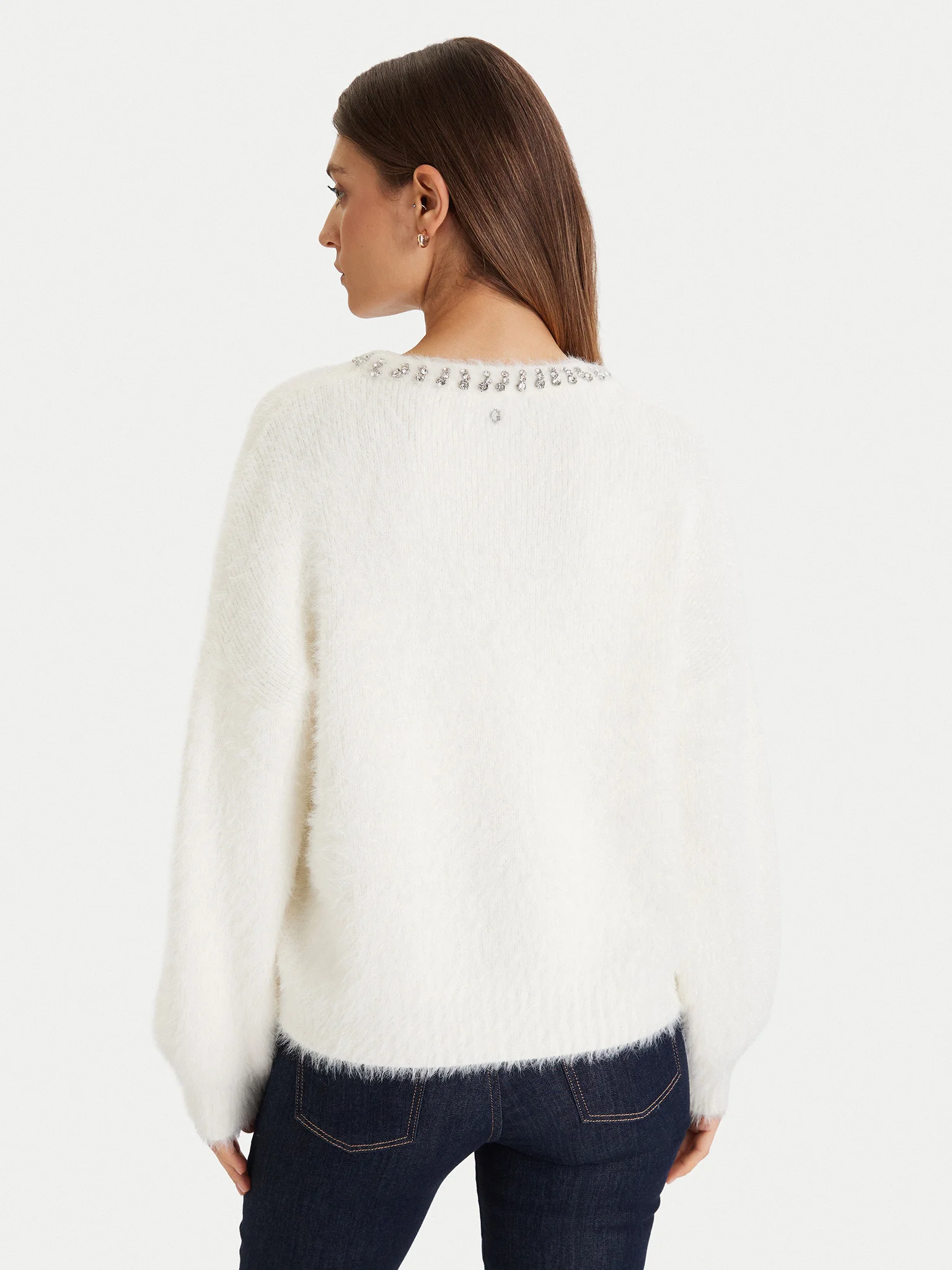 Camisola ARISA Felpuda com Brilhos Branco - Guess  3