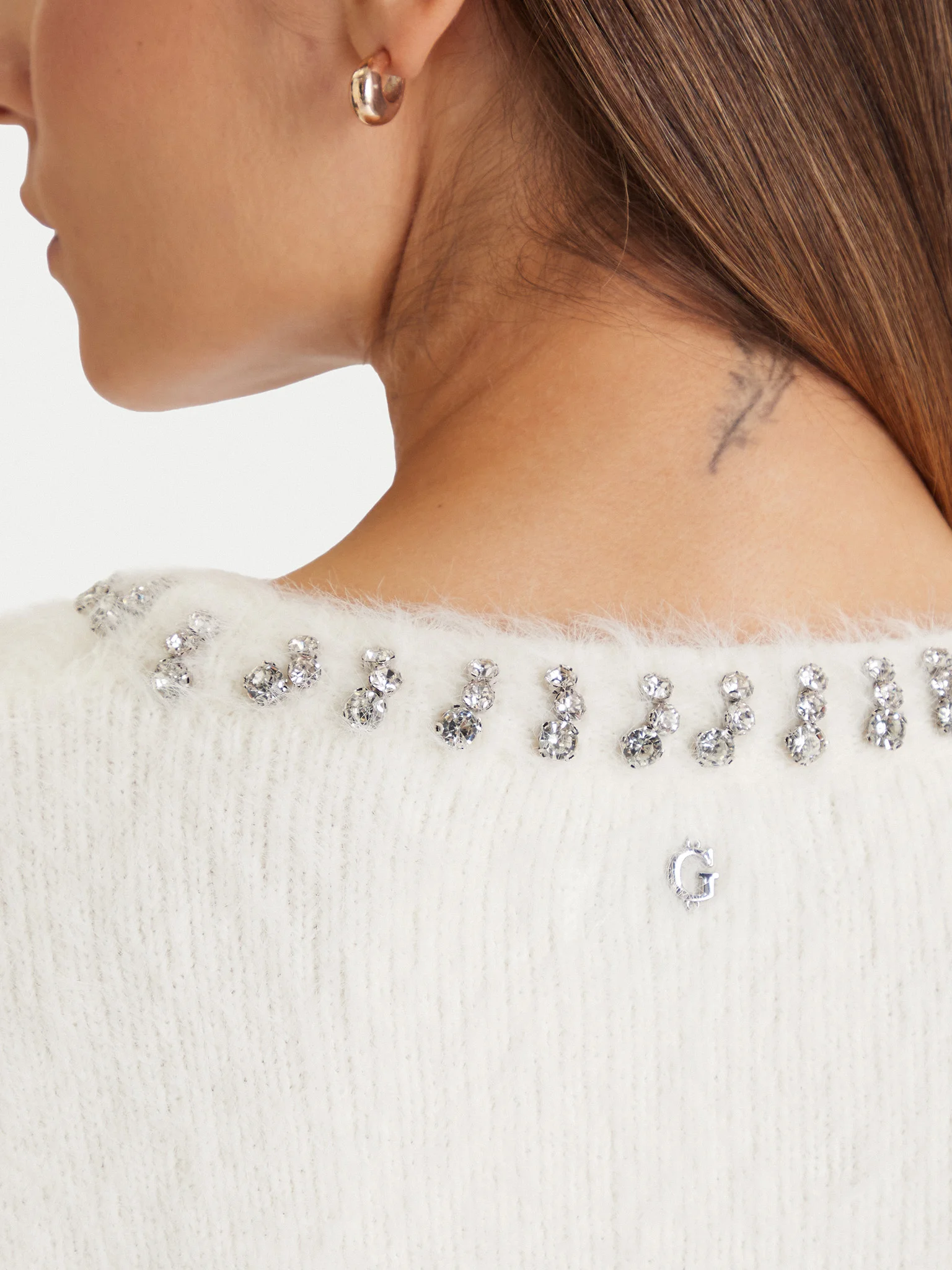 Camisola ARISA Felpuda com Brilhos Branco - Guess  4