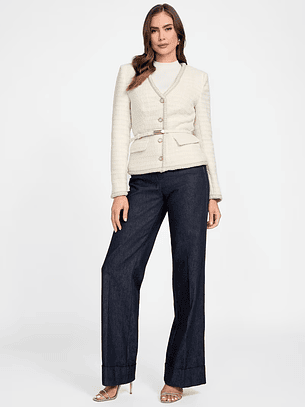 Casaco SUE em Tweed Branco - Guess
