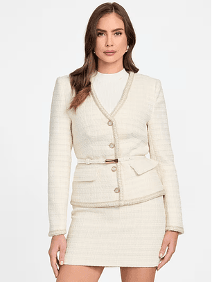 Casaco SUE em Tweed Branco - Guess