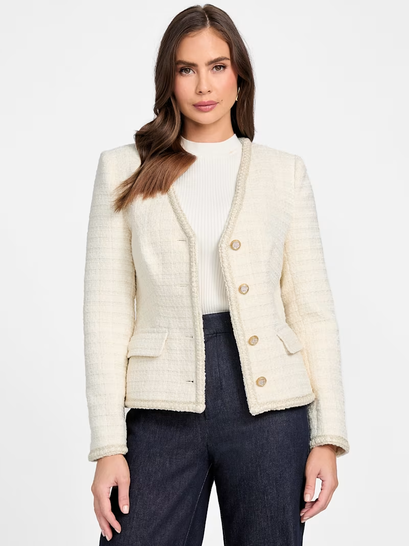Casaco SUE em Tweed Branco - Guess 4