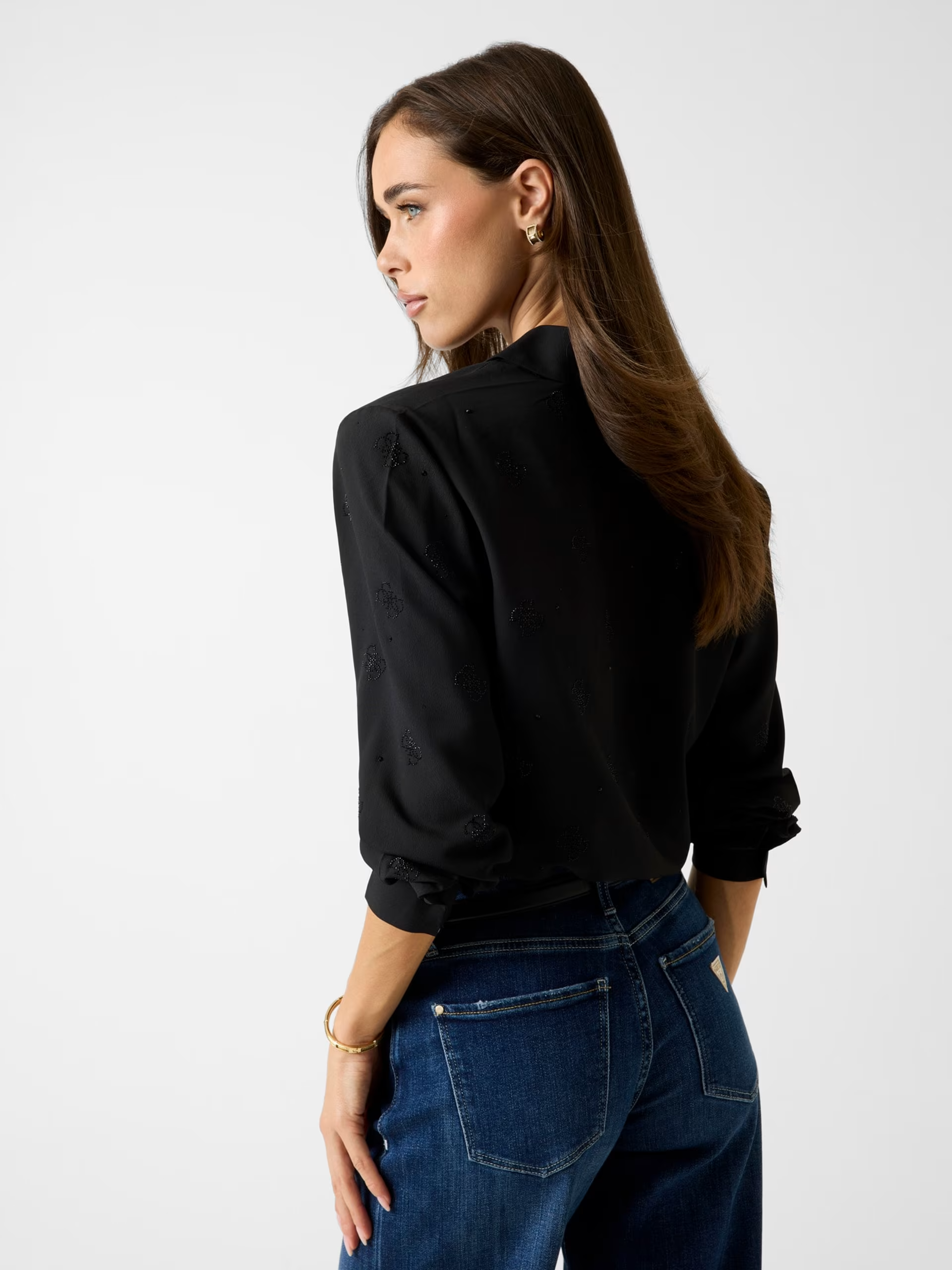 Camisa FLORE Logo em Strass Preto - Guess 2