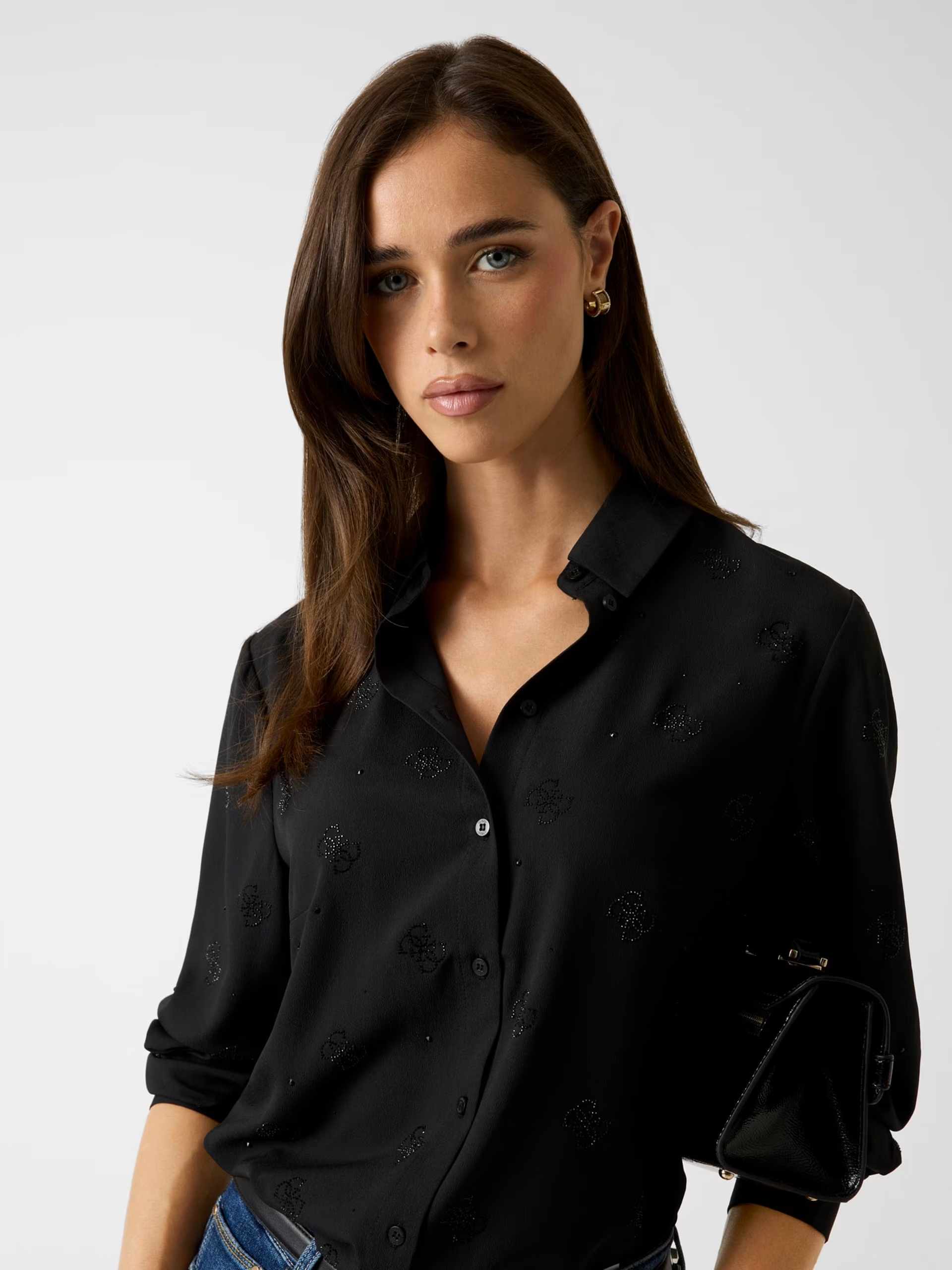 Camisa FLORE Logo em Strass Preto - Guess 3