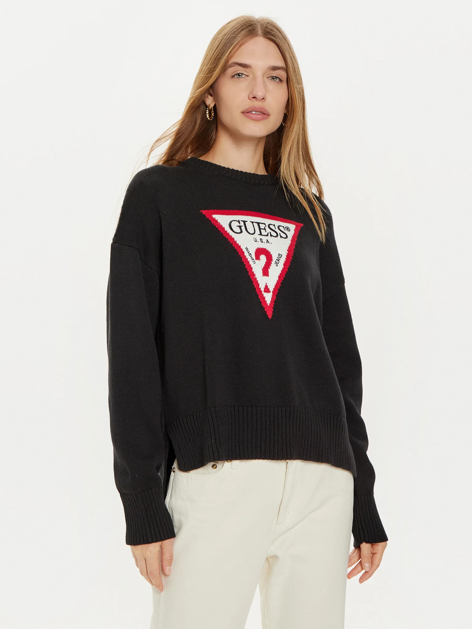 Camisola de Malha Triângulo Preto - Guess Jeans 1