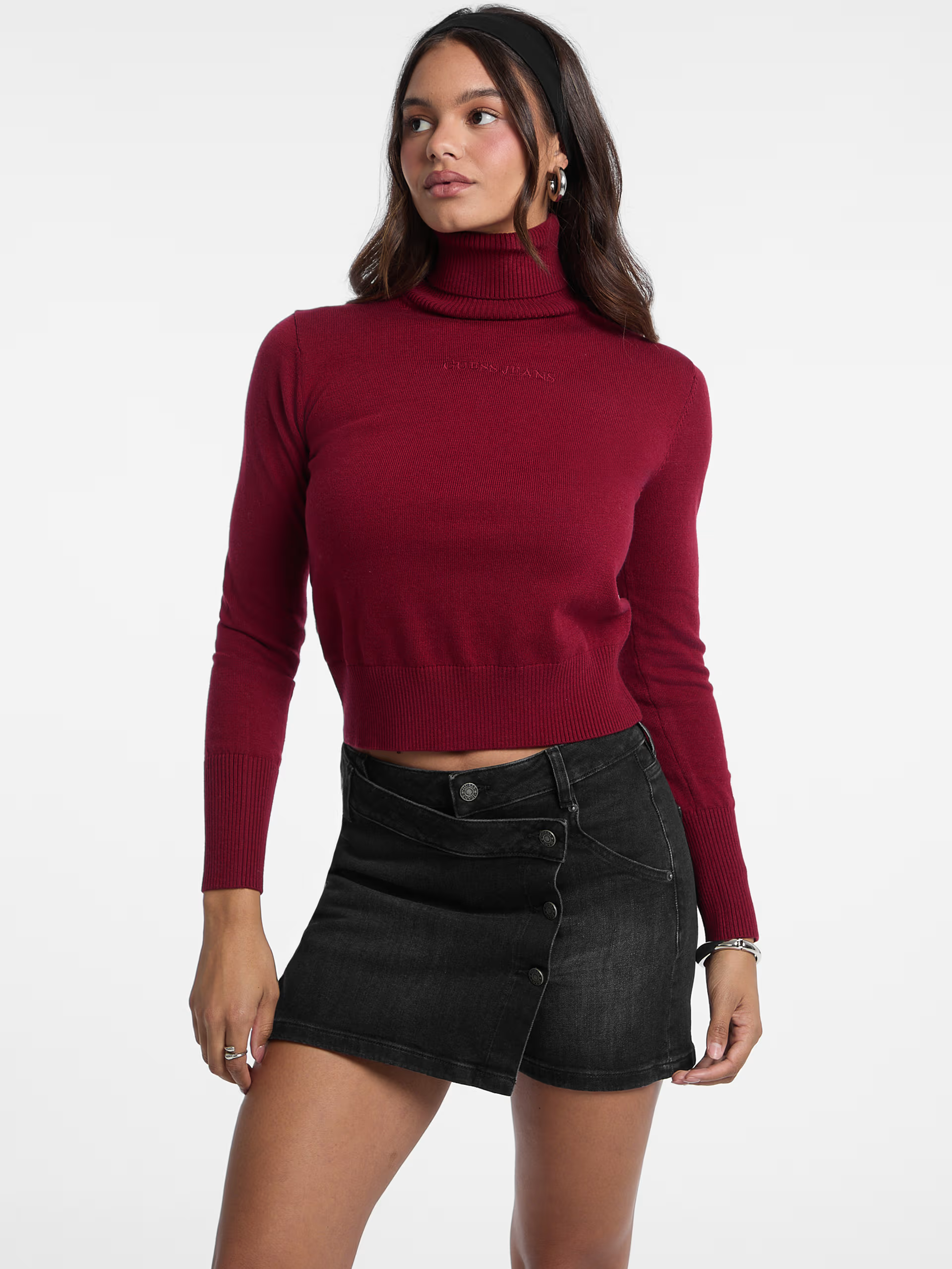 Camisola de Gola Alta Malha Bordeuax - Guess Jeans 1