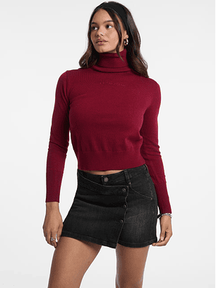 Camisola de Gola Alta Malha Bordeuax - Guess Jeans