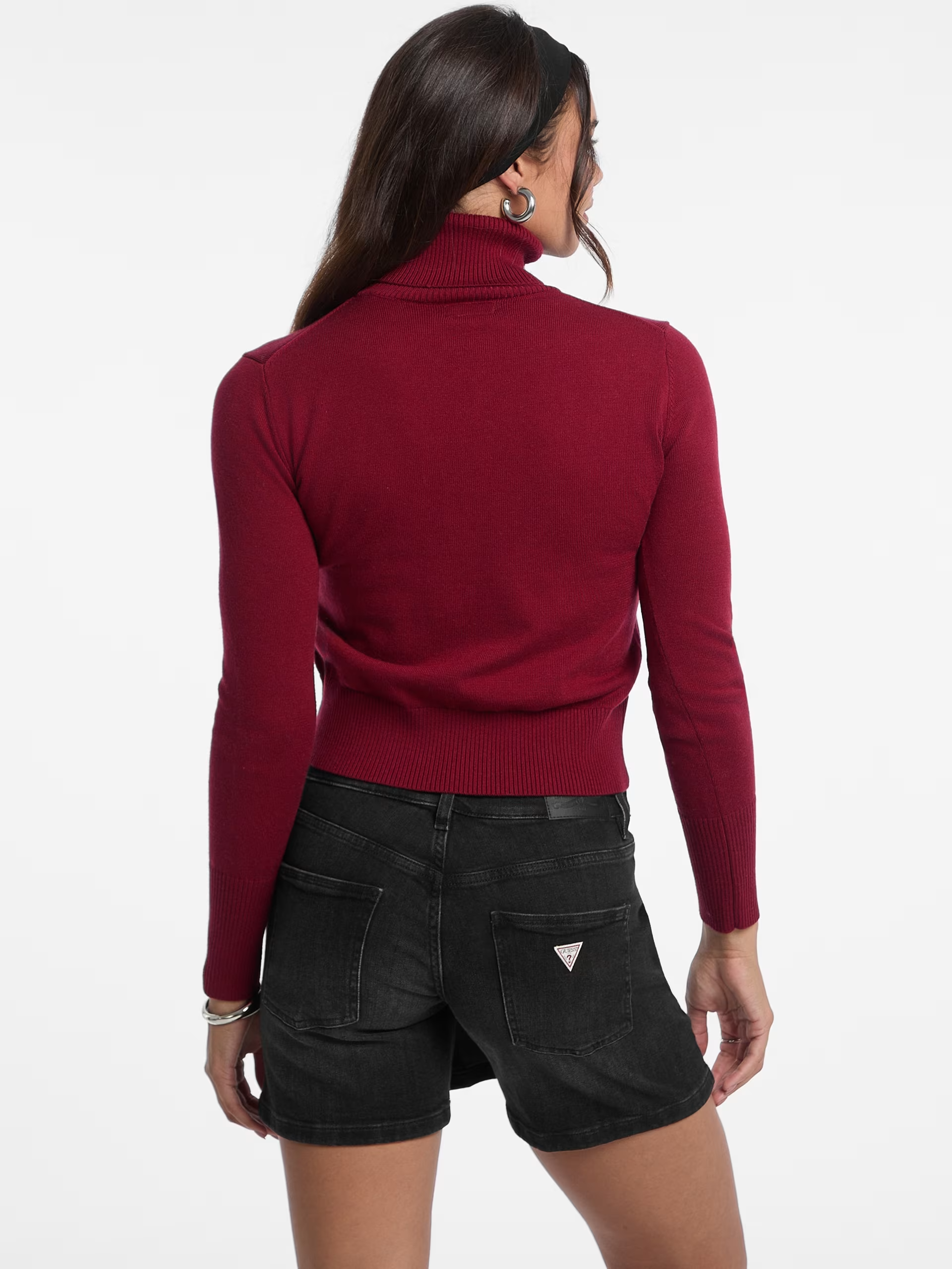 Camisola de Gola Alta Malha Bordeuax - Guess Jeans 2