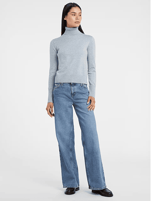 Camisola de Gola Alta Malha Azul - Guess Jeans