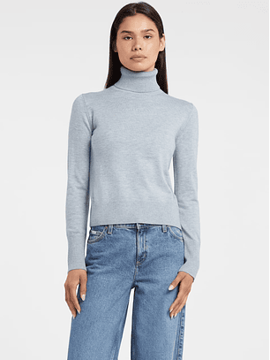 Camisola de Gola Alta Malha Azul - Guess Jeans