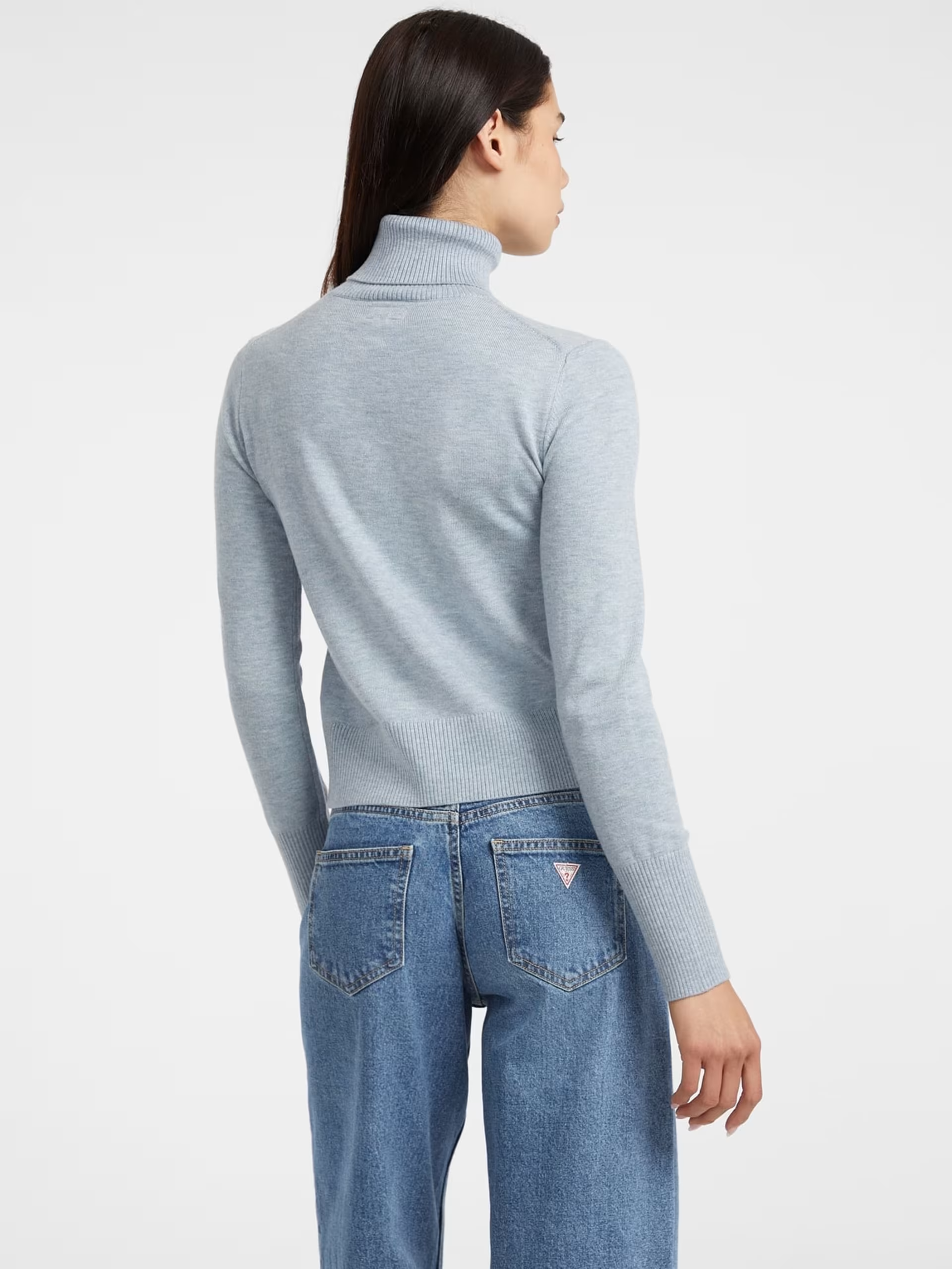 Camisola de Gola Alta Malha Azul - Guess Jeans 3