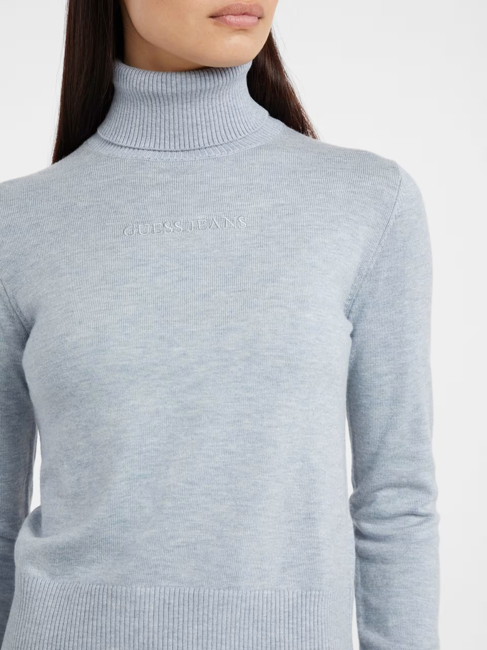 Camisola de Gola Alta Malha Azul - Guess Jeans 4
