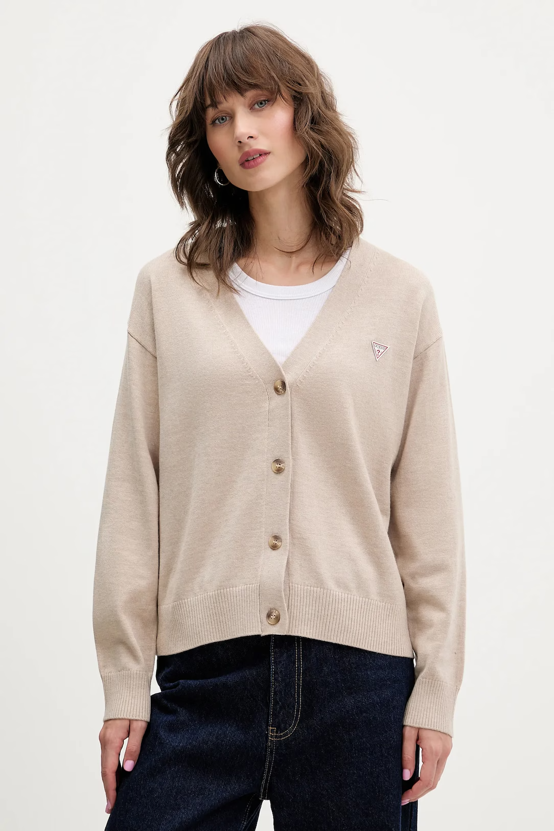 Casaco de Malha Básico Bege - Guess Jeans  1