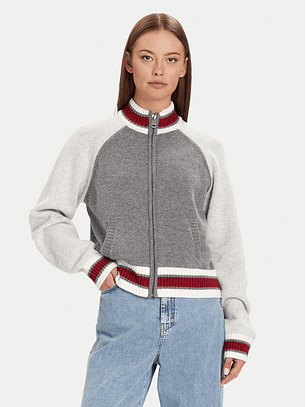 Casaco de Malha Cinza e Bordeaux - Guess Jeans