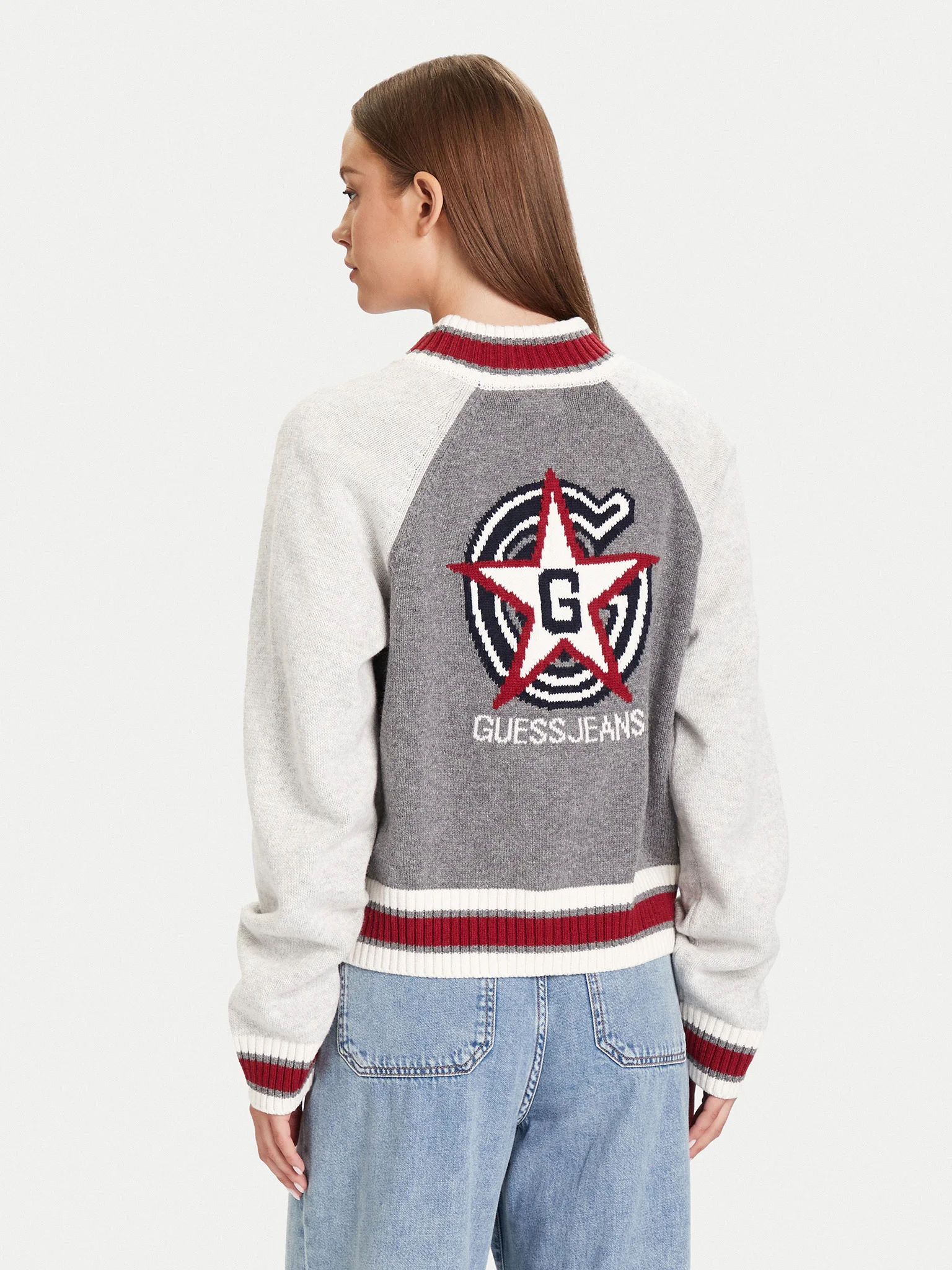 Casaco de Malha Cinza e Bordeaux - Guess Jeans 2