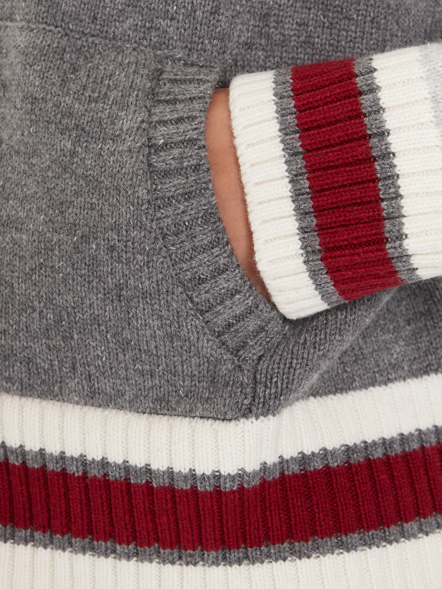 Casaco de Malha Cinza e Bordeaux - Guess Jeans 4