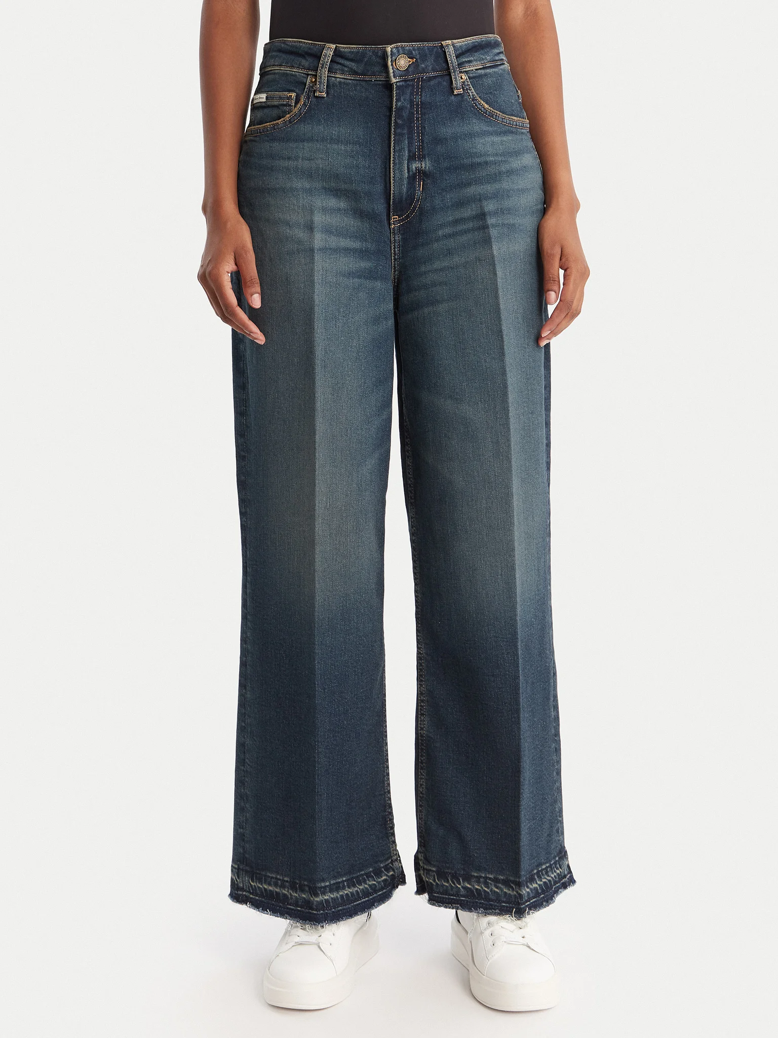 Calças de Ganga Wide Leg Ganga Escura - Guess  1