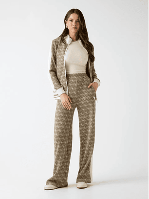 Calças Wide Leg RHOMBUS Logo Taupe - Guess 