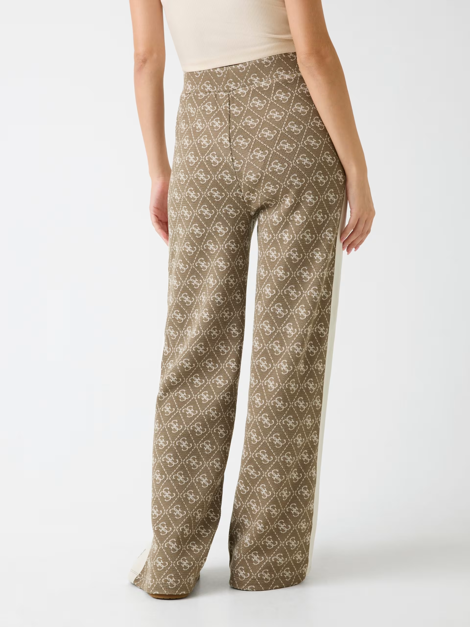 Calças Wide Leg RHOMBUS Logo Taupe - Guess  3