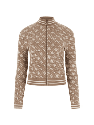 Casaco Justo RHOMBUS Logo Taupe - Guess