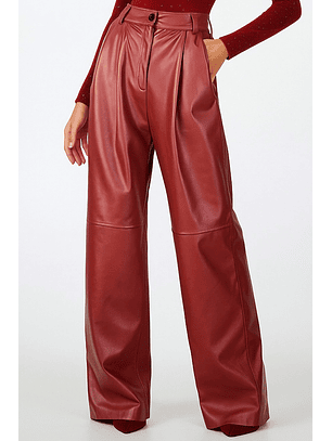 Calças Eco Pele Largas Bordeaux - SAHOCO 