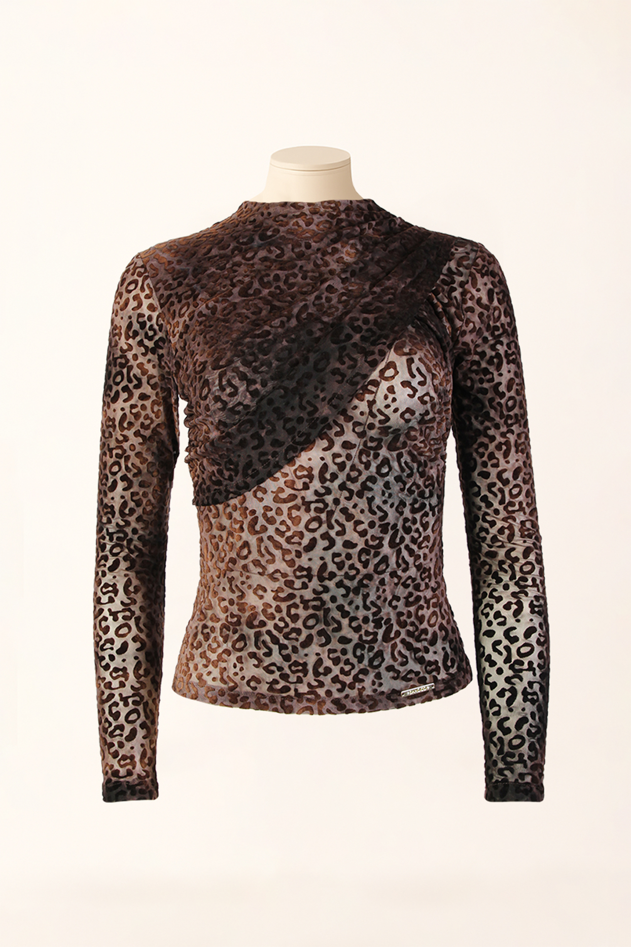 Blusa em Veludo Animal Print Castanho - SAHOCO  1
