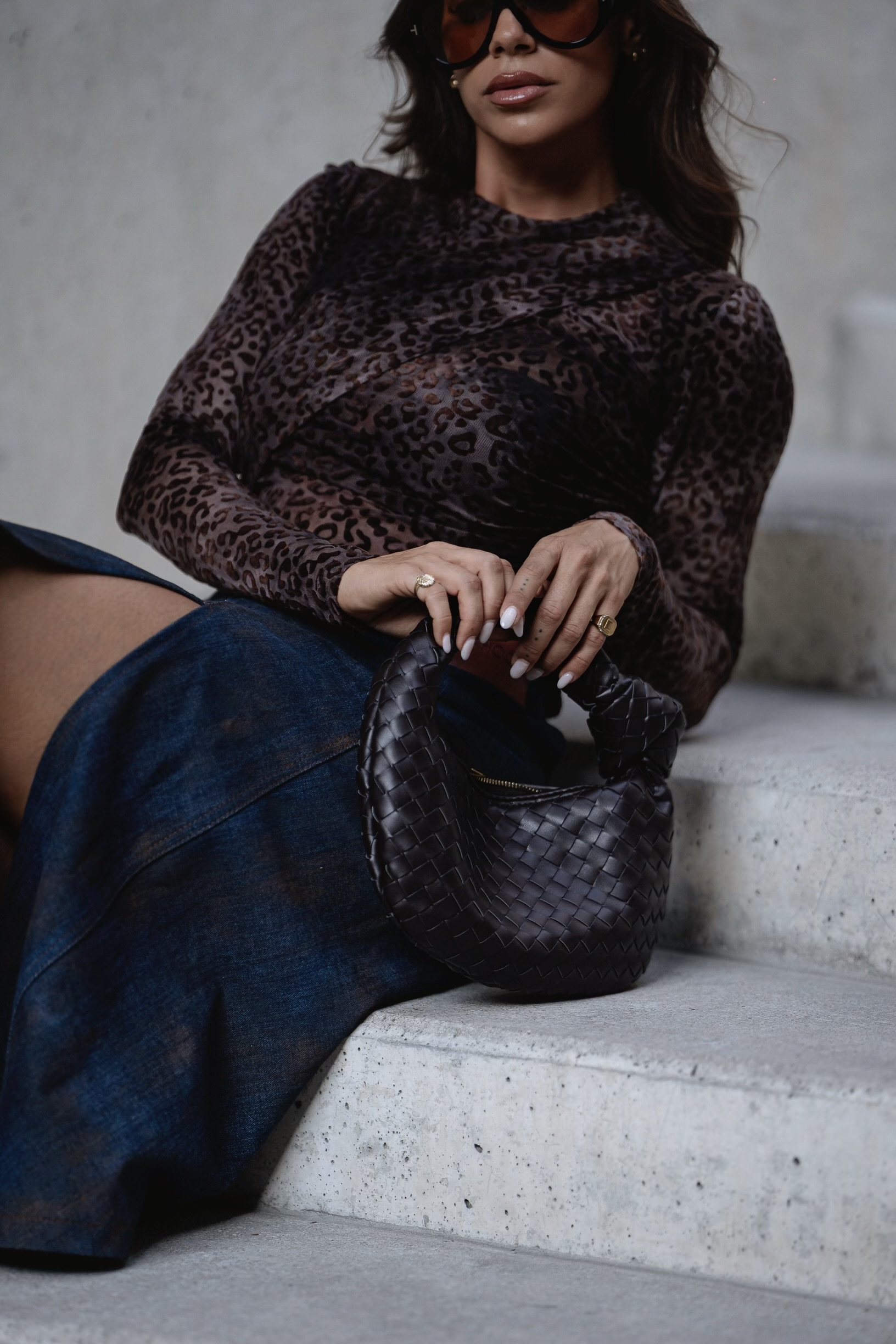 Blusa em Veludo Animal Print Castanho - SAHOCO  2