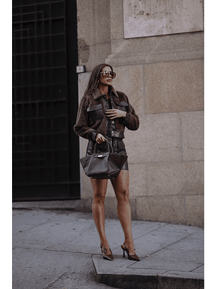 Vestido Justo Animal Print Castanho - SAHOCO 