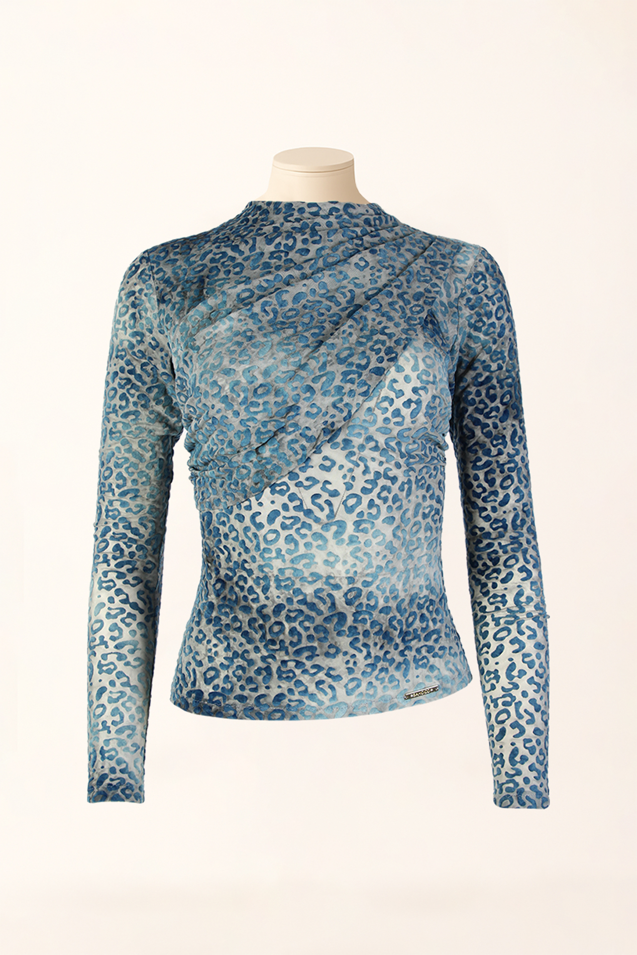 Blusa em Veludo Animal Print Azul - SAHOCO  1