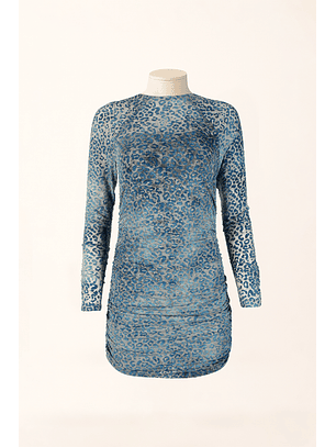 Vestido Justo Animal Print Azul - SAHOCO  