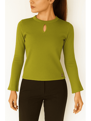Camisola de Malha com Abertura Verde - SAHOCO 