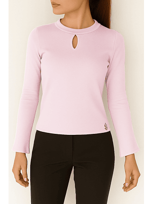 Camisola de Malha com Abertura Rosa - SAHOCO